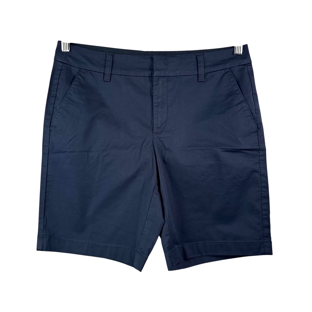 J.Crew Chino Shorts sz 8 Navy Blue Mid Rise Cotton preppy classic minimalist